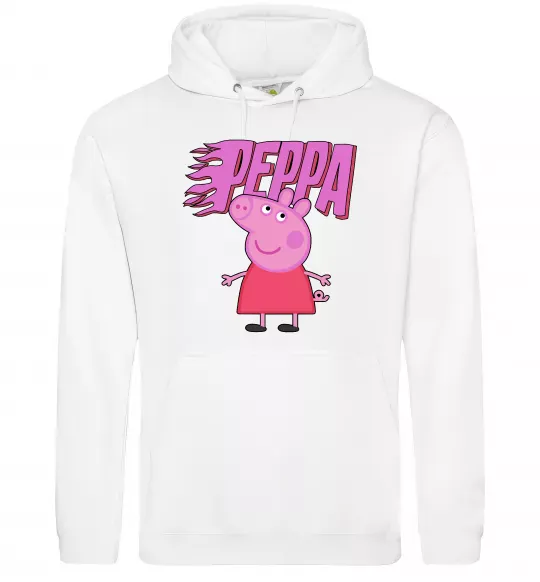 Женская толстовка (худи) Peppa вогняний напис Белый фото