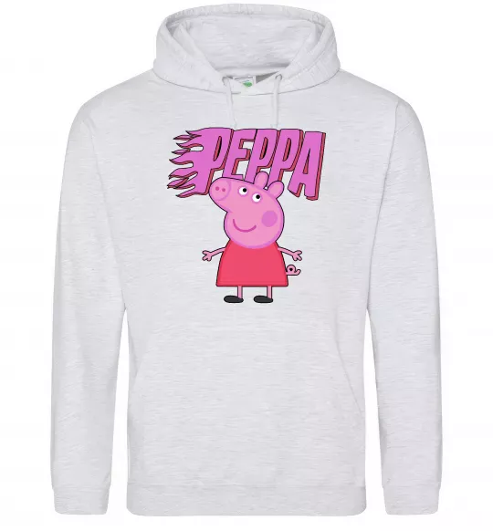 Женская толстовка (худи) Peppa вогняний напис Серый меланж фото