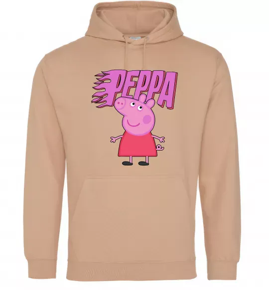 Женская толстовка (худи) Peppa вогняний напис Песочный фото
