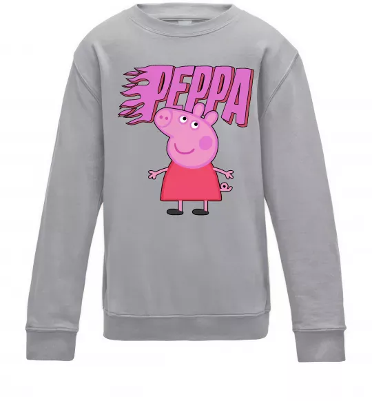 Дитячий світшот Peppa вогняний напис Сірий меланж фото