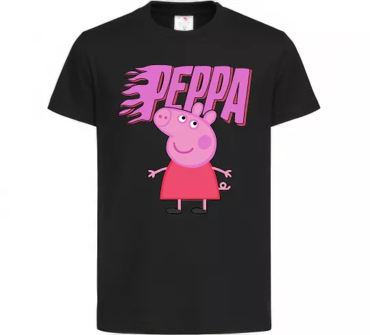 Детская футболка Peppa вогняний напис Черный фото