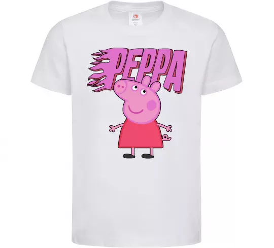 Детская футболка Peppa вогняний напис Белый фото