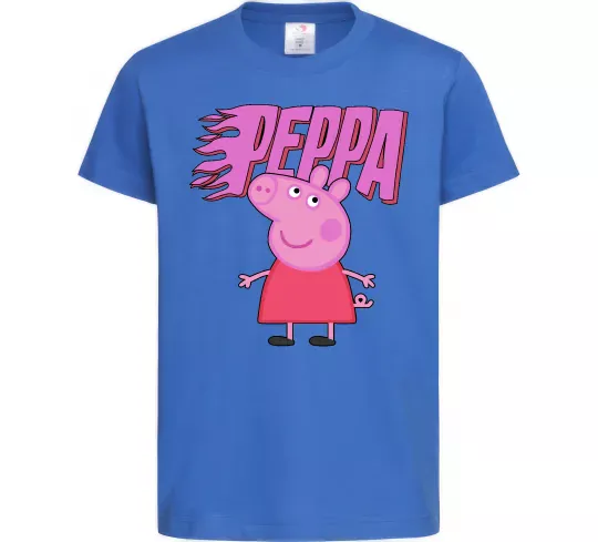 Детская футболка Peppa вогняний напис Ярко-синий фото