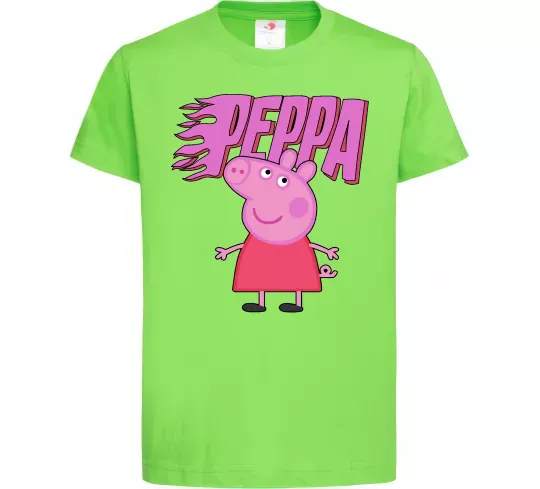Детская футболка Peppa вогняний напис Лаймовый фото