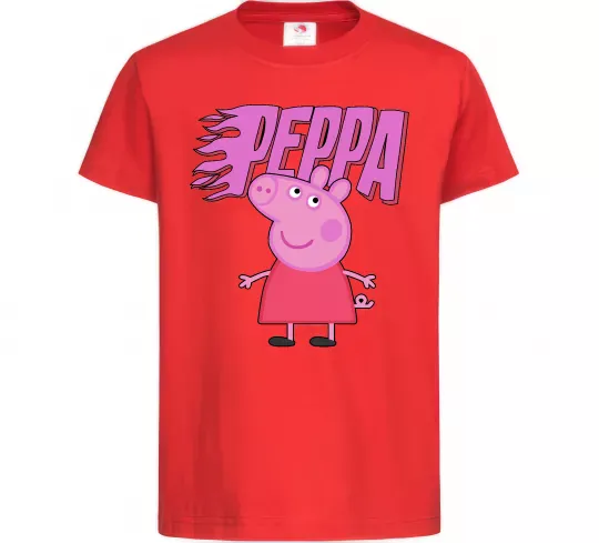 Детская футболка Peppa вогняний напис Красный фото