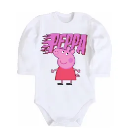 Дитячий бодік Peppa вогняний напис Білий фото