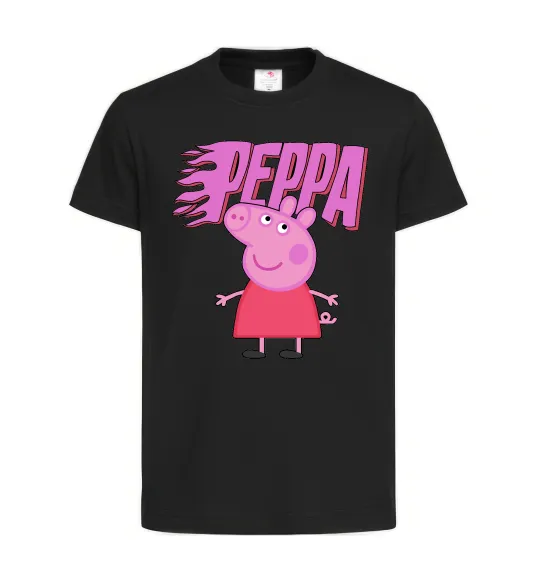 Дитяча футболка Peppa вогняний напис Чорний фото