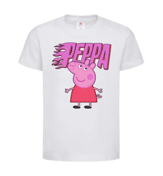 Дитяча футболка Peppa вогняний напис Білий фото