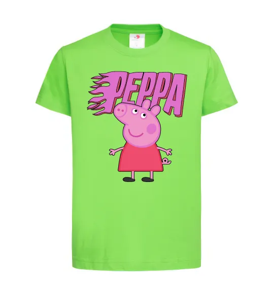 Дитяча футболка Peppa вогняний напис Лаймовий фото