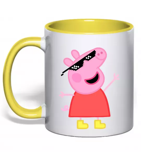 Чашка с цветной ручкой Peppa swag Солнечно желтый фото