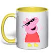 Чашка с цветной ручкой Peppa swag Солнечно желтый фото