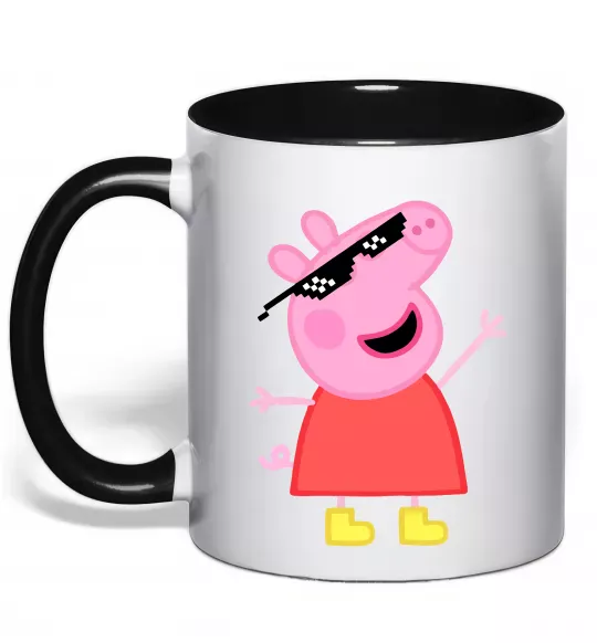 Чашка с цветной ручкой Peppa swag Черный фото