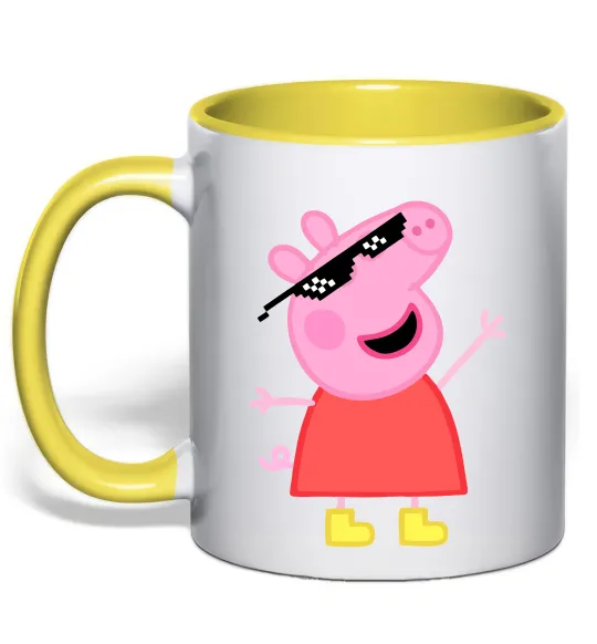 Чашка з кольоровою ручкою Peppa swag Лимонний фото