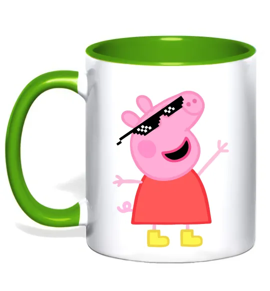 Чашка з кольоровою ручкою Peppa swag Лаймовий фото