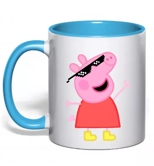 Чашка с цветной ручкой Peppa swag Голубой фото