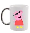 Чашка с цветной ручкой Peppa swag Серебро фото