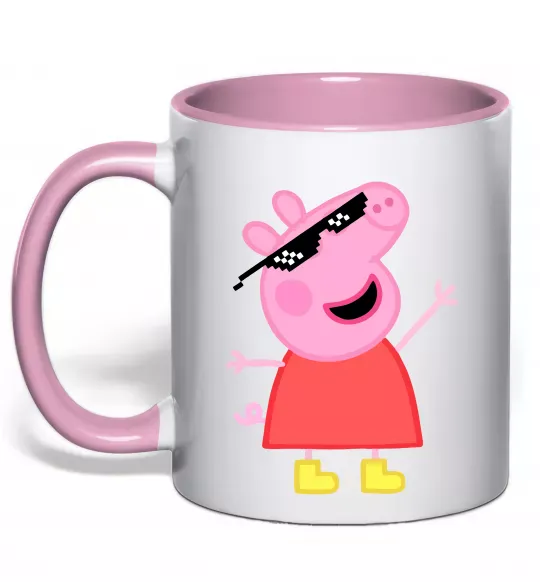 Чашка с цветной ручкой Peppa swag Нежно розовый фото