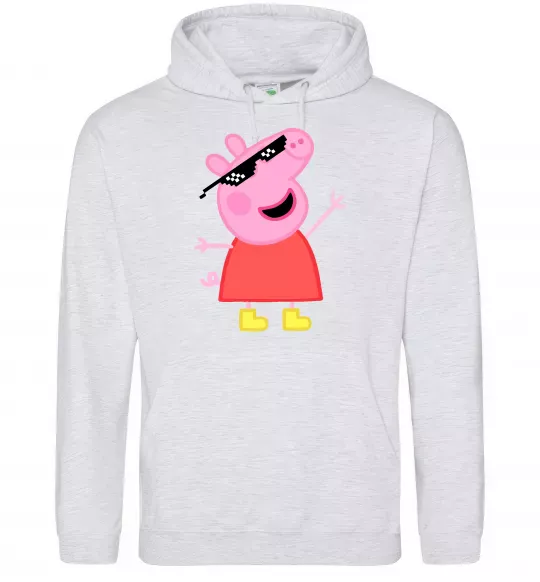 Мужская толстовка (худи) Peppa swag Серый меланж фото
