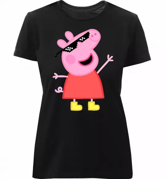 Женская премиум футболка Peppa swag Черный фото