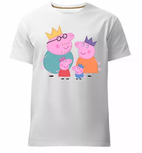 Мужская премиум футболка Peppa family Белый фото