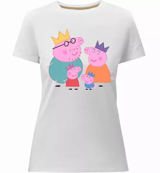 Жіноча преміум футболка Peppa family Білий фото