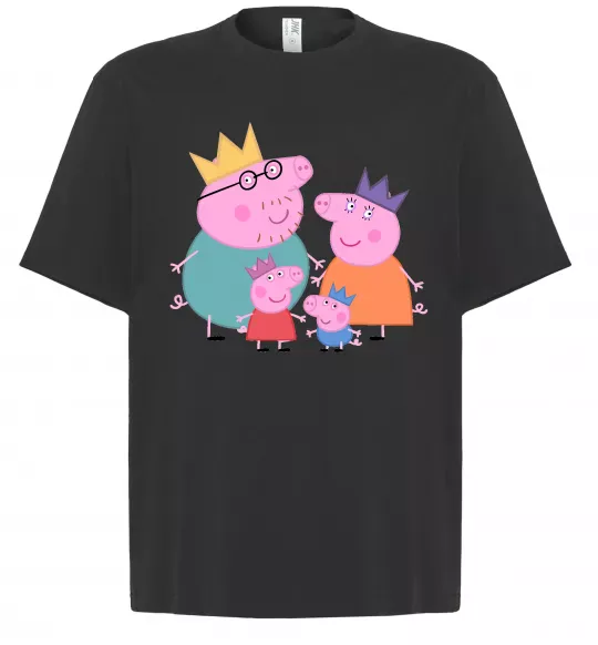 Футболка Оверсайз Peppa family Чорний фото