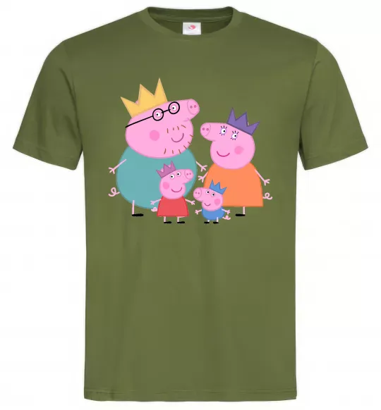 Чоловіча футболка Peppa family Оливковий фото