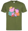 Чоловіча футболка Peppa family Оливковий фото
