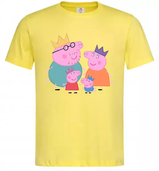 Чоловіча футболка Peppa family Лимонний фото