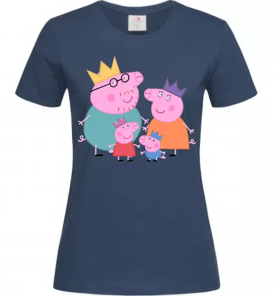Женская футболка Peppa family Темно-синий фото