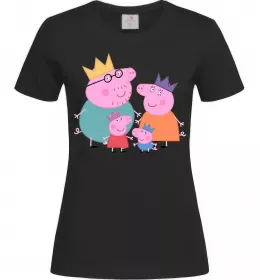 Женская футболка Peppa family Черный фото