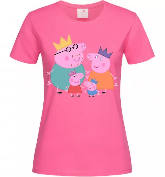 Женская футболка Peppa family Ярко-розовый фото