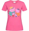 Женская футболка Peppa family Ярко-розовый фото