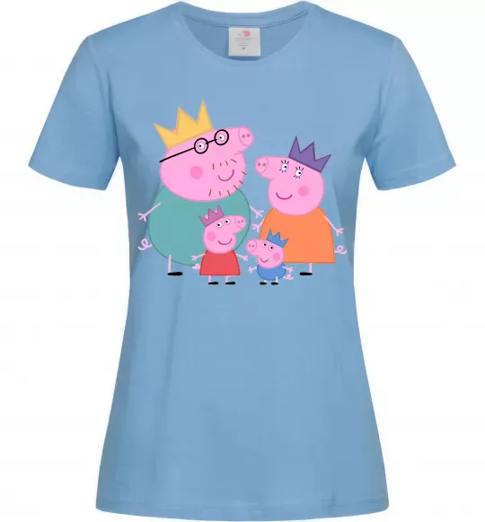 Женская футболка Peppa family Голубой фото