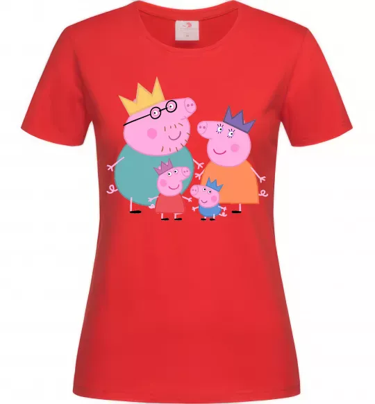Женская футболка Peppa family Красный фото