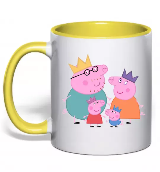 Чашка с цветной ручкой Peppa family Солнечно желтый фото