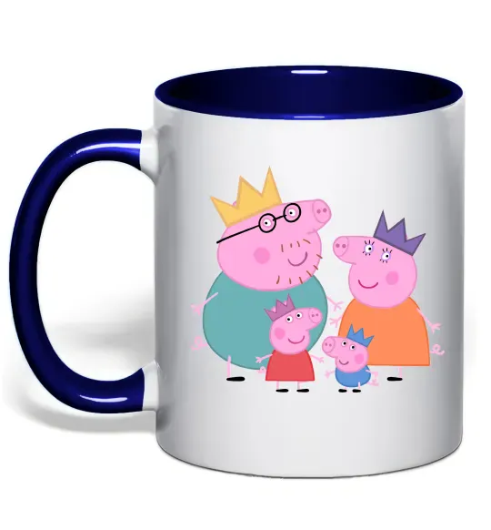Чашка с цветной ручкой Peppa family Глубокий темно-синий фото