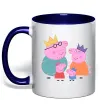 Чашка с цветной ручкой Peppa family Глубокий темно-синий фото