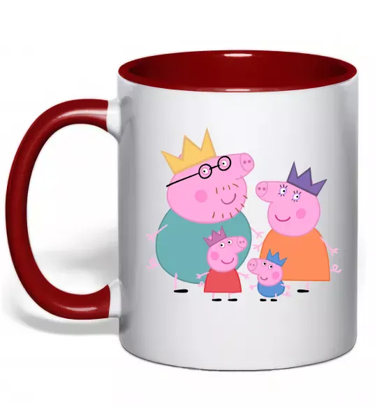 Чашка с цветной ручкой Peppa family Красный фото