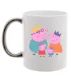 Чашка с цветной ручкой Peppa family Серебро фото