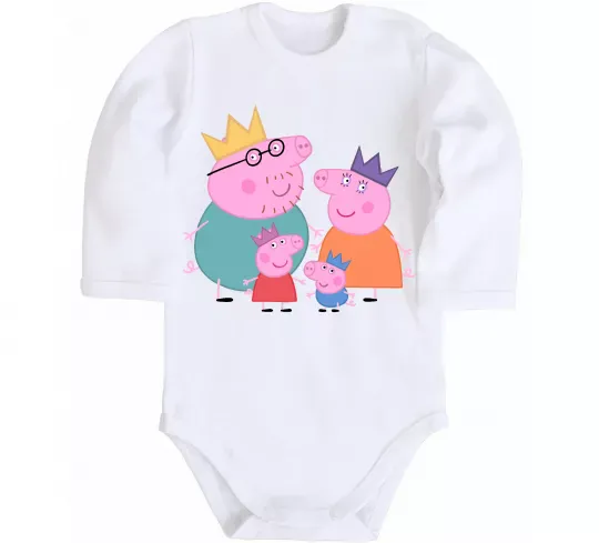 Детский боди Peppa family Белый фото