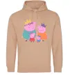 Мужская толстовка (худи) Peppa family Песочный фото