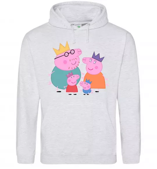 Жіноча толстовка (худі) Peppa family Сірий меланж фото