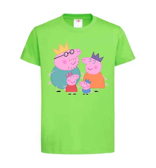 Дитяча футболка Peppa family Лаймовий фото