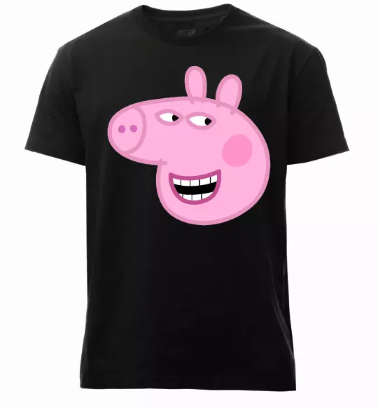 Мужская премиум футболка Peppa face Черный фото