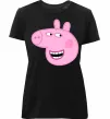 Женская премиум футболка Peppa face Черный фото