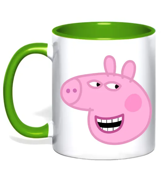 Чашка с цветной ручкой Peppa face Лаймовый фото
