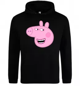 Мужская толстовка (худи) Peppa face Черный фото