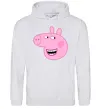 Мужская толстовка (худи) Peppa face Серый меланж фото