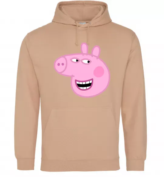 Мужская толстовка (худи) Peppa face Песочный фото